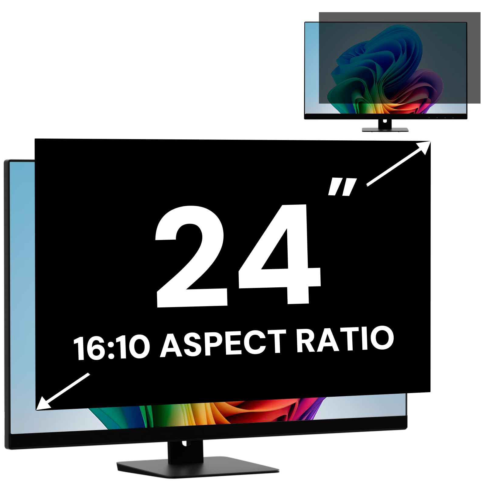 Filtro privacy per computer da 24 pollici per monitor widescreen 16:10, schermo rimovibile per la privacy e filtro anti abbagliamento della luce blu