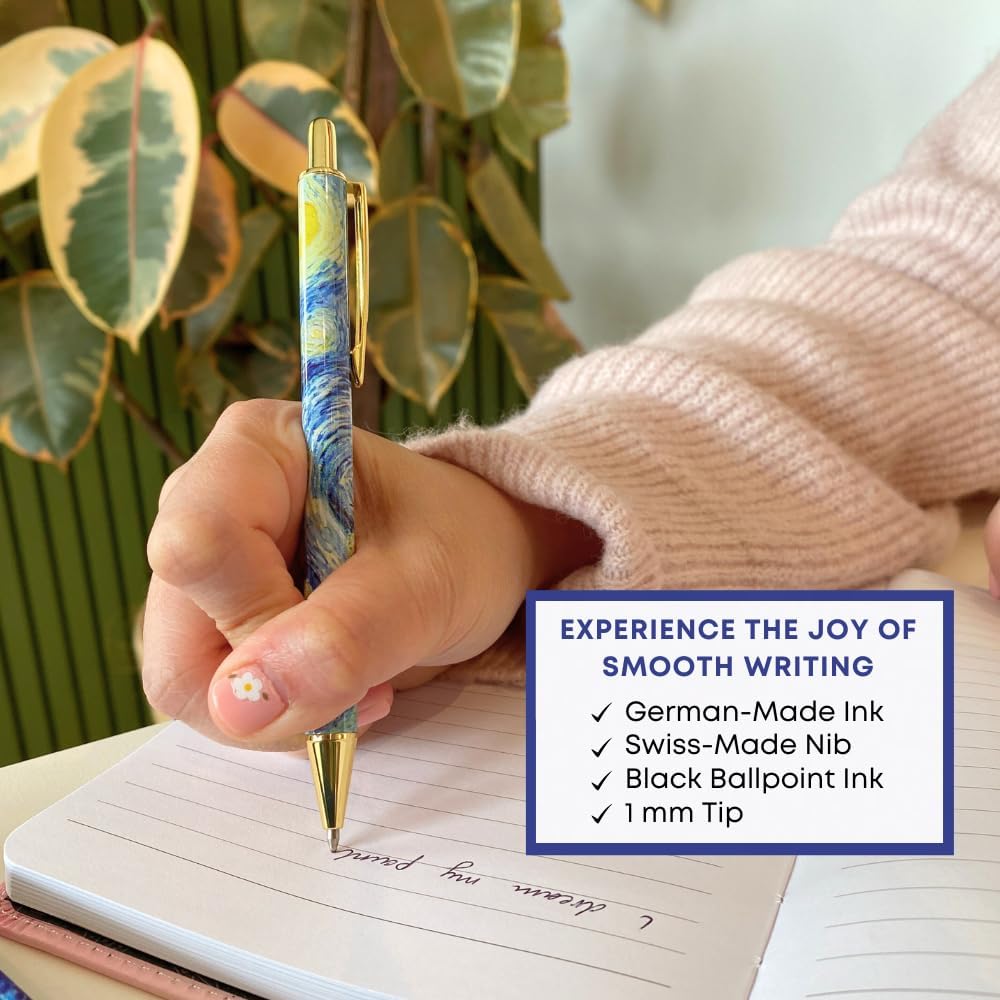 MESMOS Van Gogh Fancy Pen Set - Inspirational Gifts for Women, Office Motivational Writing Pens for Boss Lady, Congratulations Gifts, Unique Click Pens for Servers and Promotions - Image 9
