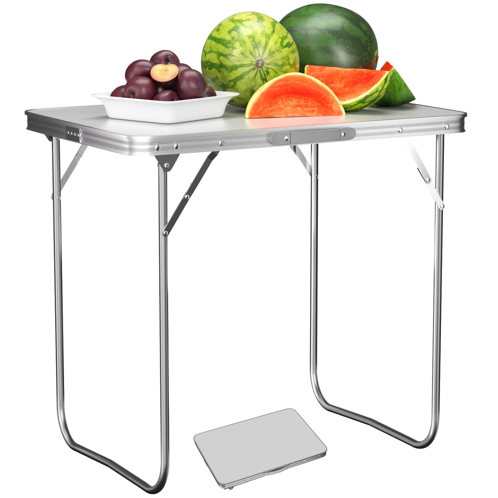 Lucn 2.6ft Folding Picnic Table Pop-Up Camping Kitchen Work Top Table Trestle Table Indoor Outdoor Garden Catering Folding Table for Picnic Party Dinner 80 x 60 x 69 cm