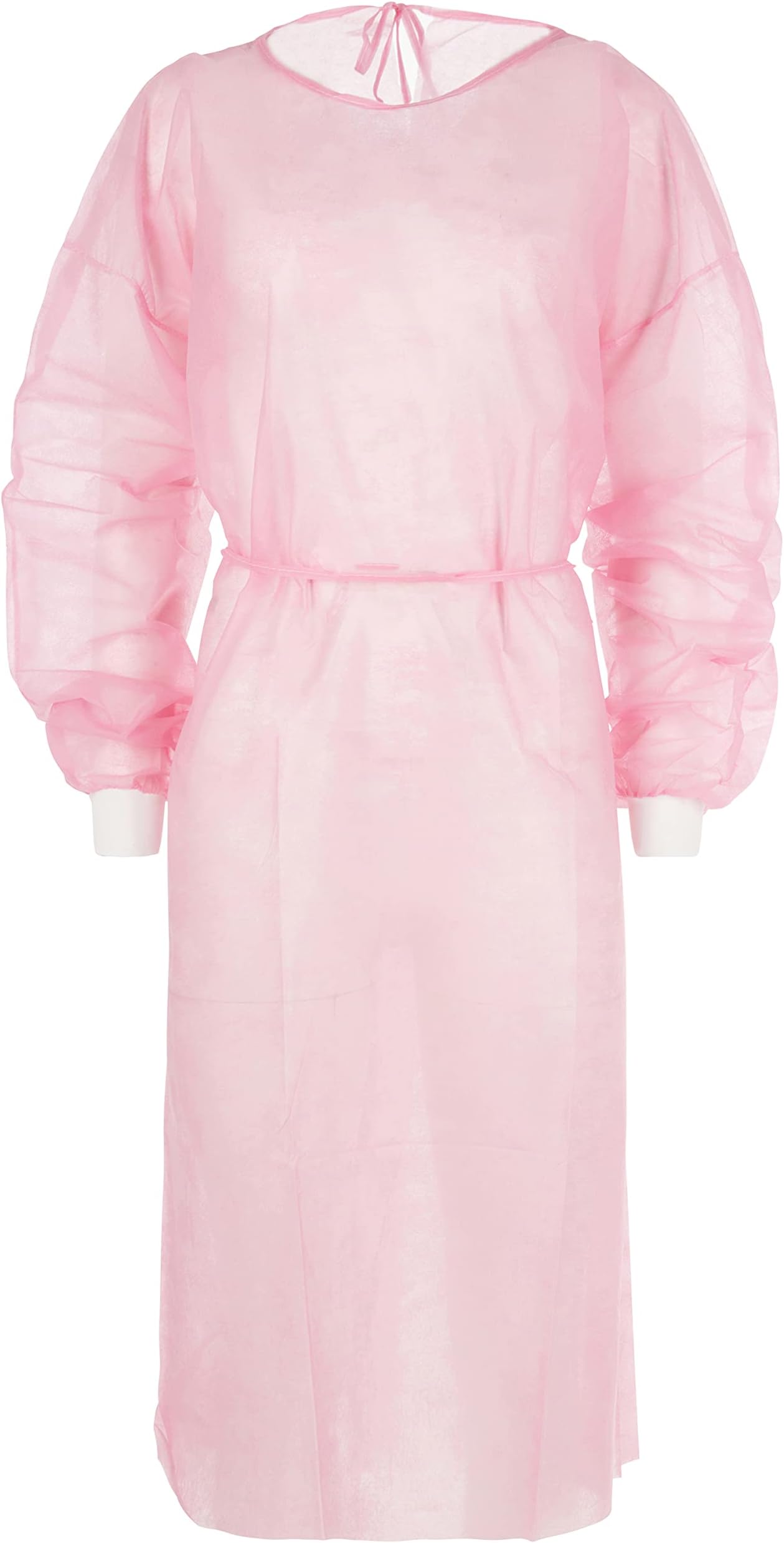 Nobles Universal Size Pink Disposable Isolation Gowns - Latex-Free Gown is Fluid Resistant with Knitted Cuffs - Medical & PPE Gowns - Ideal Safety Protection for Women & Men (Case of 50)