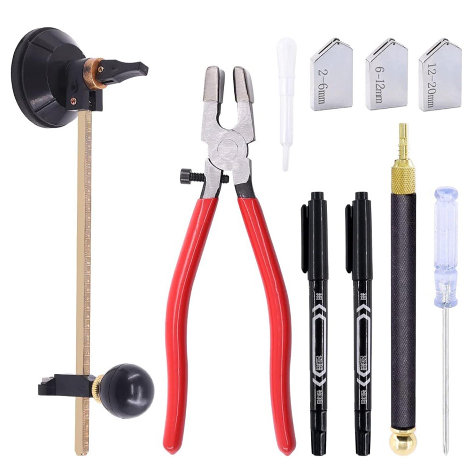 Rgybao Duty Glass Cutting Tool With Round Knob Handle Suction Cup Glass Running Plier For Breaking Stained Cutting Oil