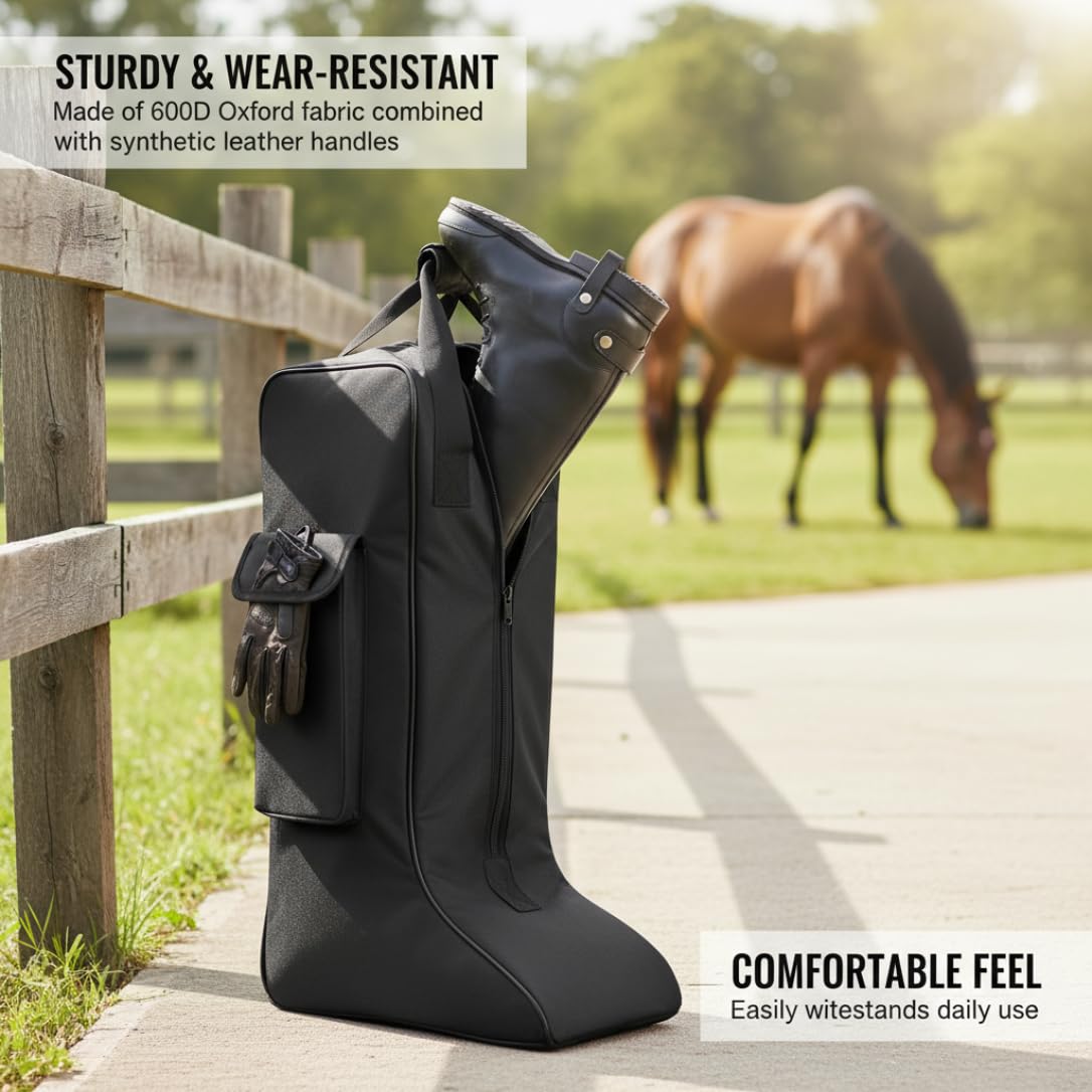 Bolsa para Botas, Bolsa de Almacenamiento para Botas de Montar para Viajes y Almacenamiento, Material para Montar a Caballo con Bolsillo Lateral, Vaquero Protector para Equipo Ecuestre.