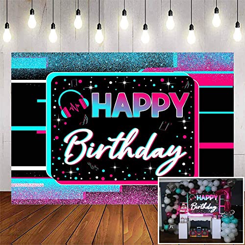 Avezano Popular Musical Theme Backdrop Music Birthday Party Decorations Social Media DJ Karaoke Banner Young Girls Boys Video Live Photo Studio Props (7x5ft)