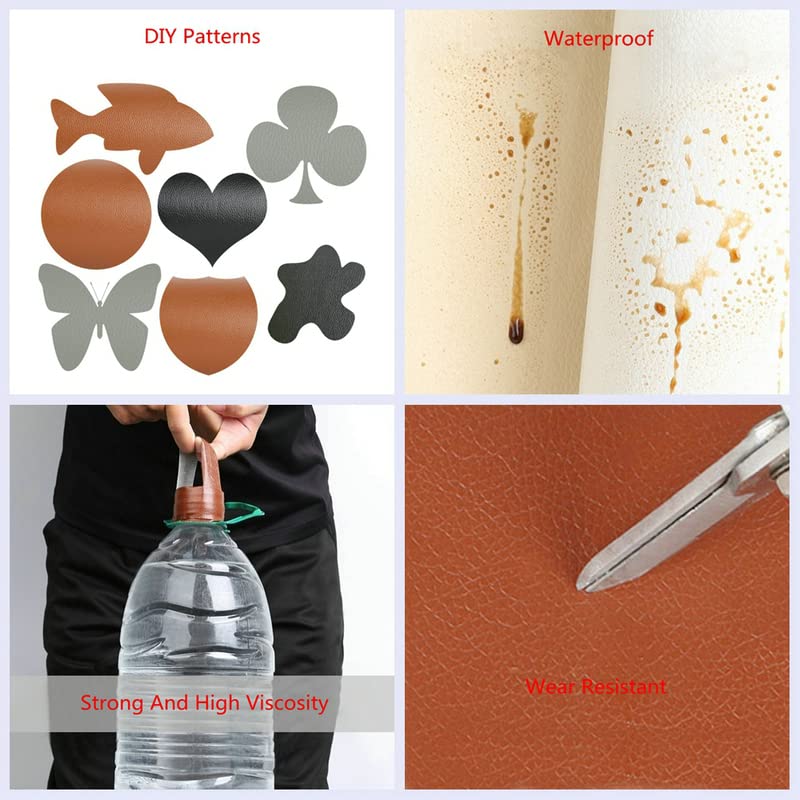 Sofa Repair Patches Self-Adhesive Repair Patch Stick/Glue On Furniture Car Seat Repairs Patch Fabric Fix Application for Leather (10CMX5M, Brown)
