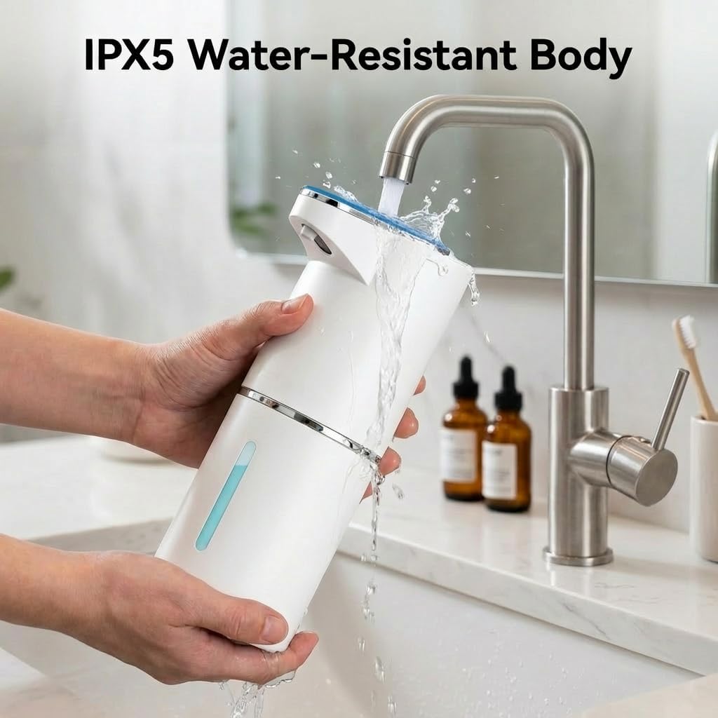 2 Pack Automatic Soap Dispenser, Touchless Electric Hand Sanitizer with 3 Gear Adjustable, Rechargeable 350ml with Infrared Motion Sensor IPX5 Waterproof for Kitchen, Bathroom, Office White Foam