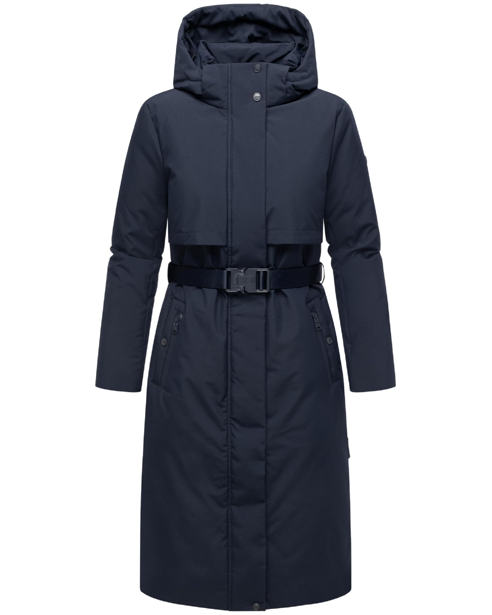 Navahoo Waldbummler Women's Winter Coat Warm Waterproof Parka with (Removable) Hood and Waist Belt 14 XS-3XL, navy, XS
