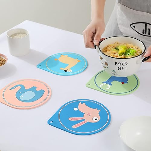 Miniatura 2 de 4 soportes de silicona para ollas de cocina de animales de dibujos animados, resistentes al calor, patrón de conejo de elefante, salvamanteles para