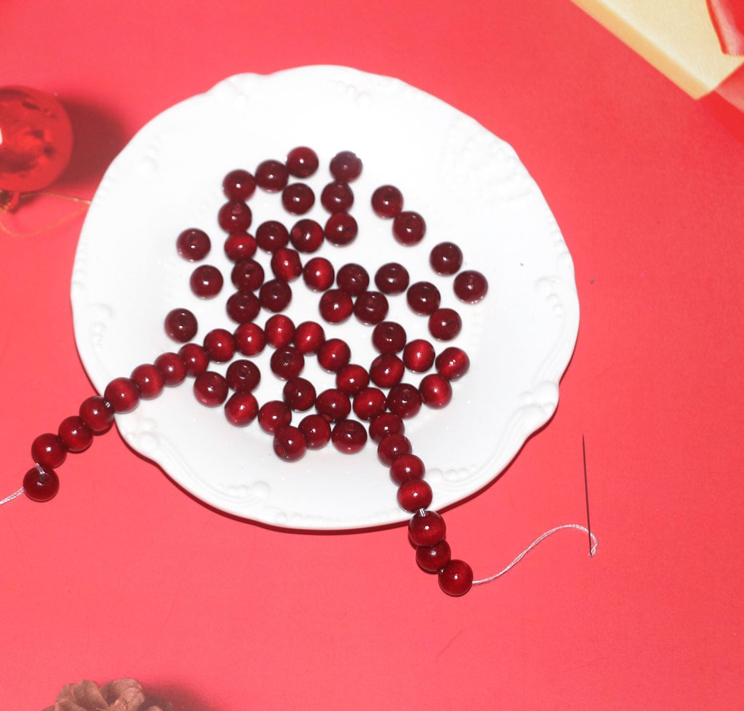 300 Pcs 10mm Dark Red Wooden Beads | DIY Beads for Jewelry Making, Holiday Decor, Crafts | Smooth Natural Wood, 3mm Hole for Easy Use - Image 5