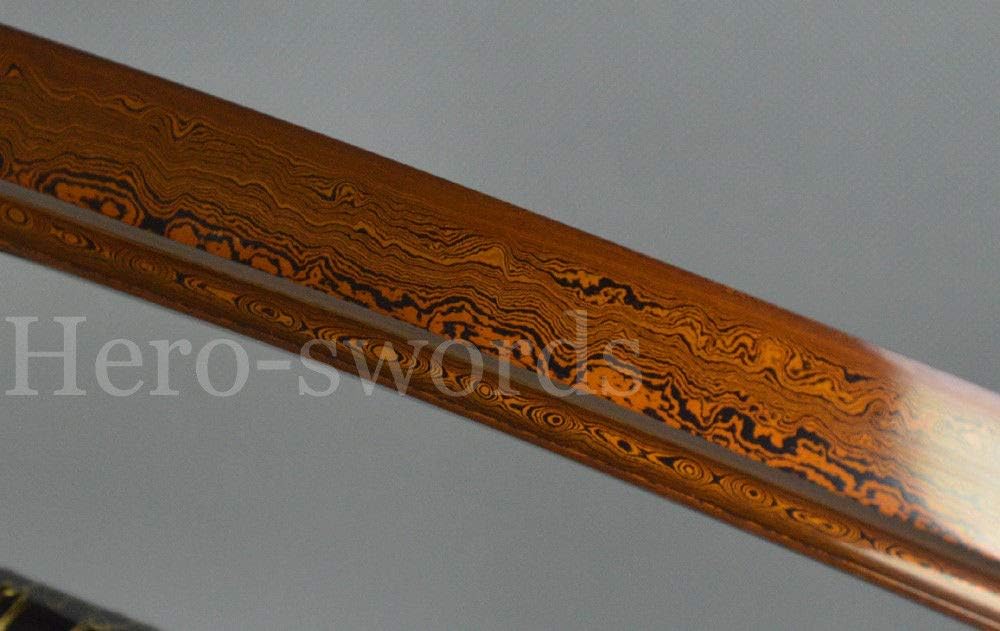 HERO SWORD Handmade Authentic Katana Real Sharp Samurai Sword Japanese Weapon Combat Ready Full Tang Knives (Damascus Steel-Death Katana)