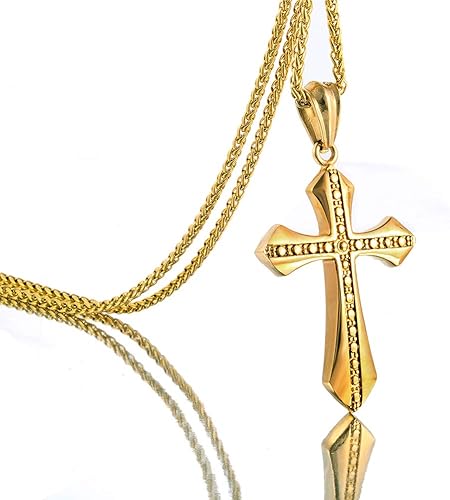 Jewelry Kingdom - Collar con colgante de cruz (oro y plata)