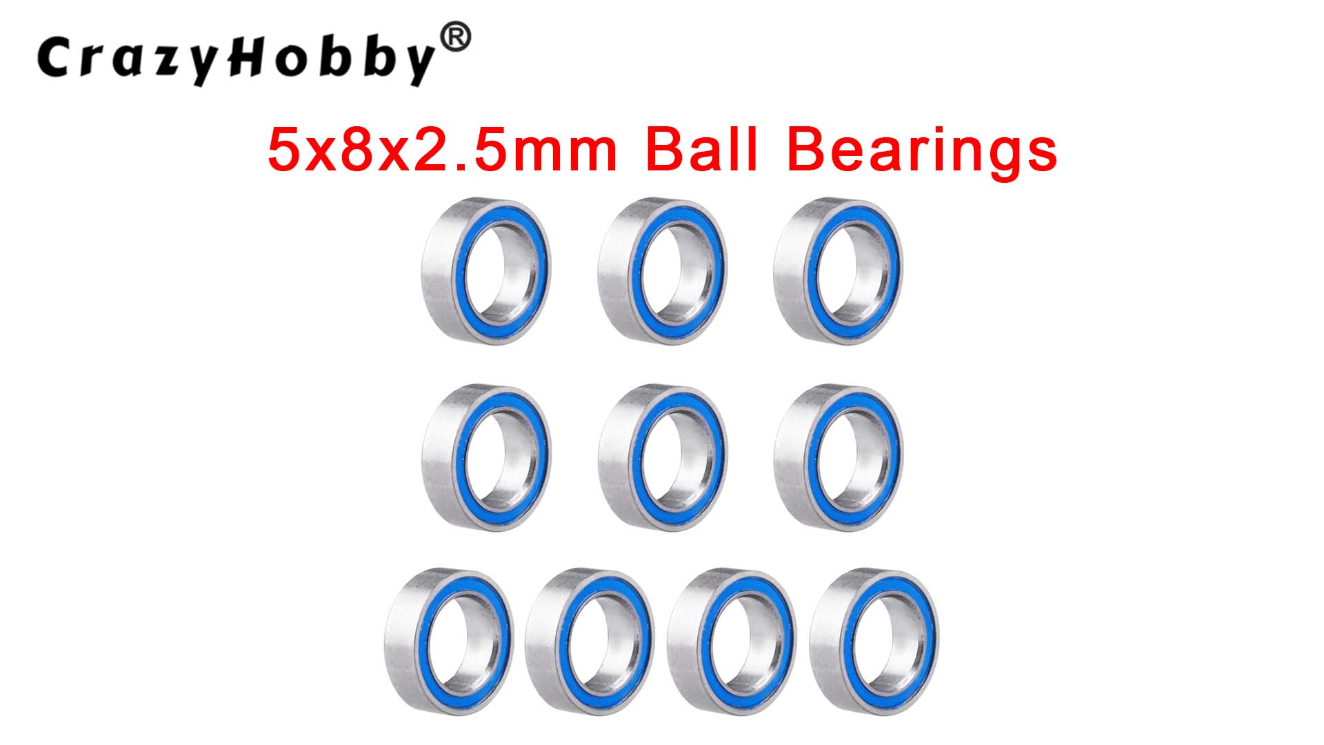 Image of 10pcs MR85-2RS Ball Bearings - Miniature Deep Groove Ball Bearing Double Blue Rubber Sealed Chrome Steel for RC Cars /Planes /Drone /Robotics and Small Electric Motors(5x8x2.5mm)