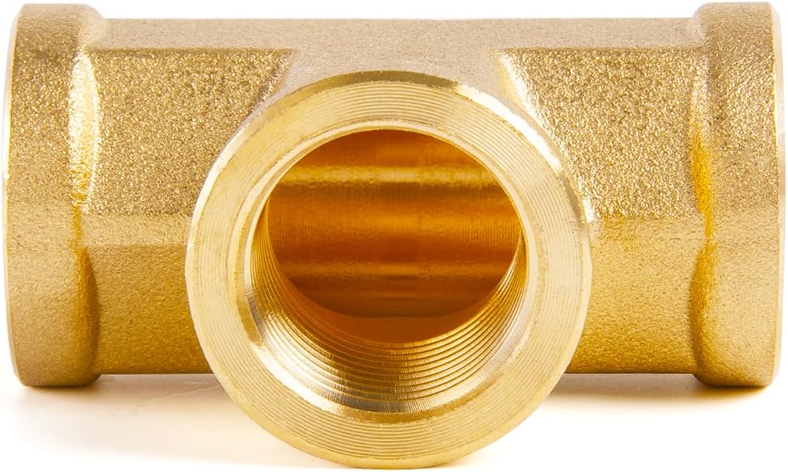 ChillWaves Brass Pipe Fitting, Tee 1/8" x 1/8" x 1/8" NPT Female Thread Adapter(6-PACK)
