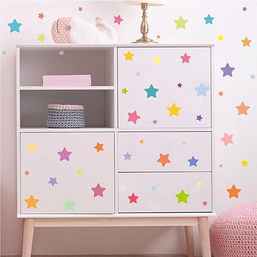 Miniatura 5 de Arawat Calcomanías de pared y murales de estrellas, calcomanías de pared para despegar y pegar, 10 hojas de calcomanías de pared para dormitorio,