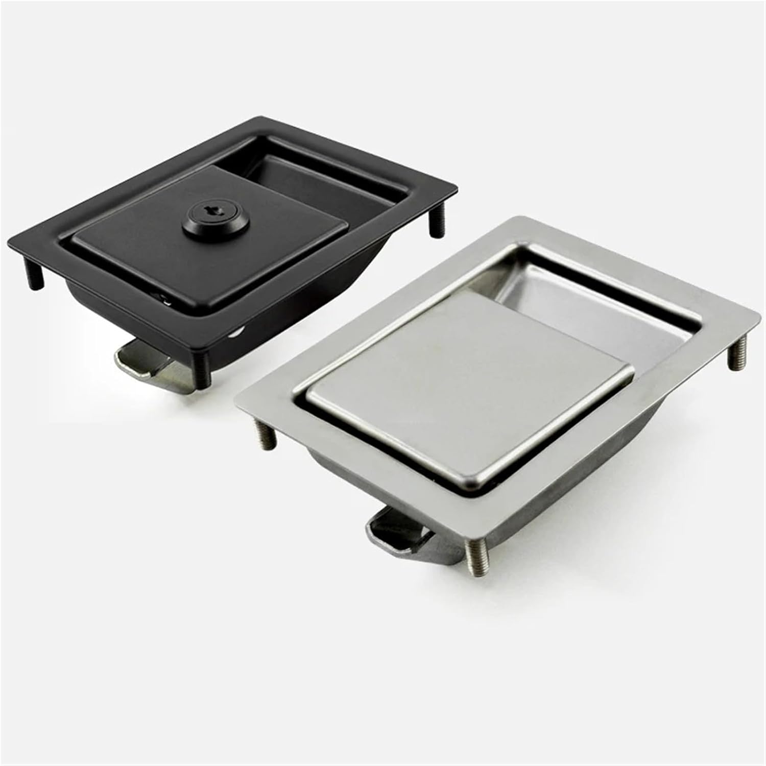 Lock for Large Heavy Duty Trucks Stainless Steel Recessed Paddle Handle Locks with Linkage T-Folding Handle 1Pcs(Black)