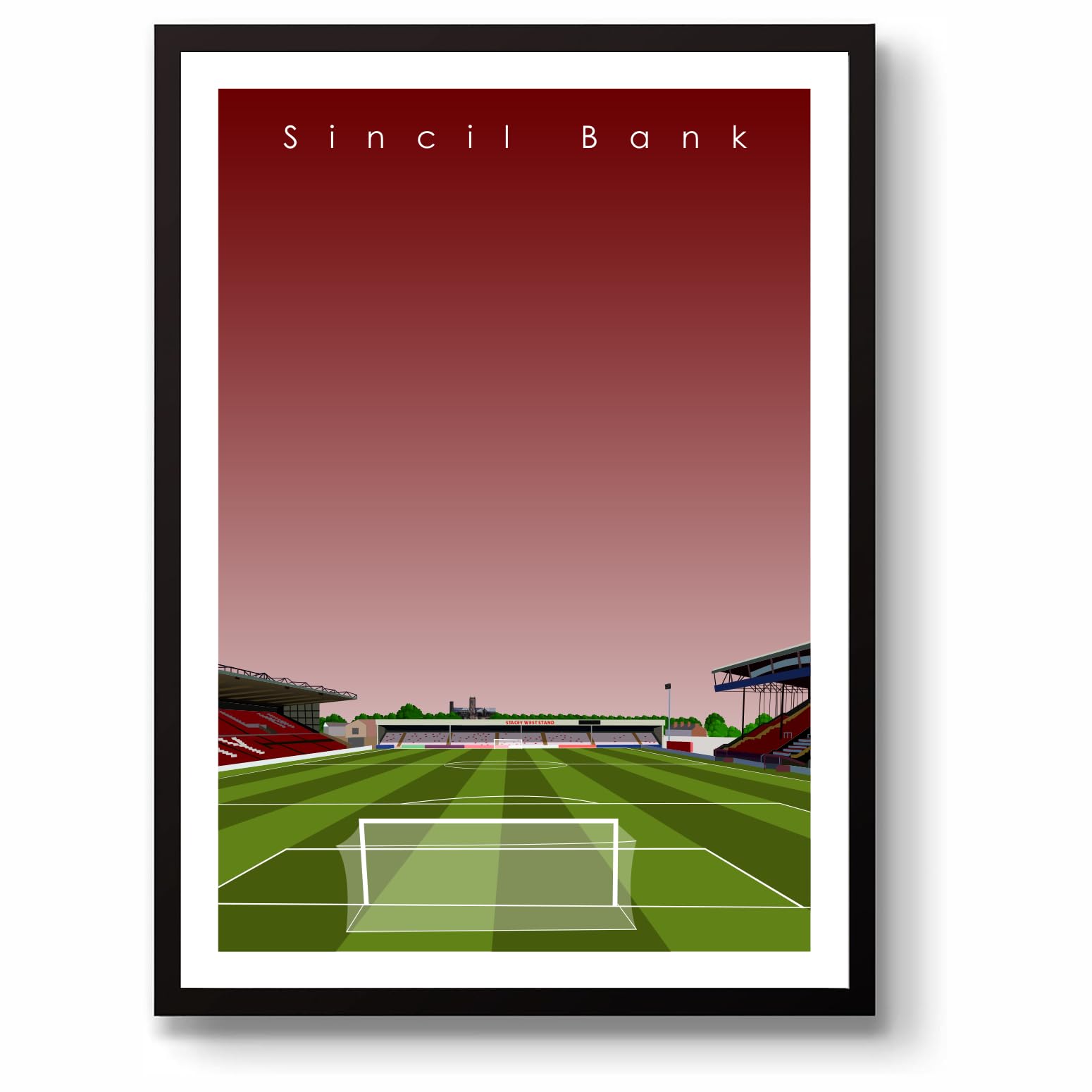 Grounddesigns Men's Red And White Lincoln City Fc Football Gift Sincil Bank Lner Stadium Art Unframed A3 Print Imps