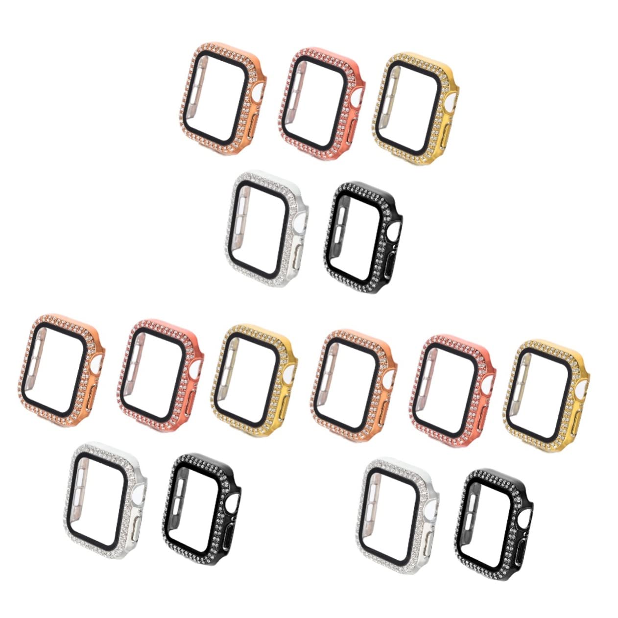 Mikikit 10 Pcs Smartwatch Protection Brillant Décoratif Strass Montre Film Exquis Trempé Couverture Protecteur pour Bling Écran Mm Compatible Pratique Diamant Cas avec Paillettes