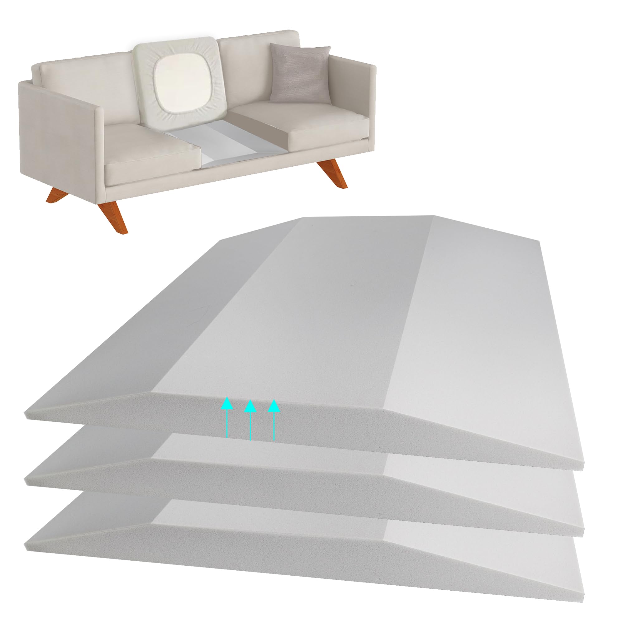 3 Pcs Couch Cushion Support for Sagging Seat High Density Trapezoidal Couch Supports for Sagging Cushions Grey Sofa Cushion Support Under Couch Cushion Support Fixes The Sag Problem