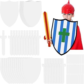 24 Sets Blank Paper Shields & Swords DIY Craft Kit for Kids