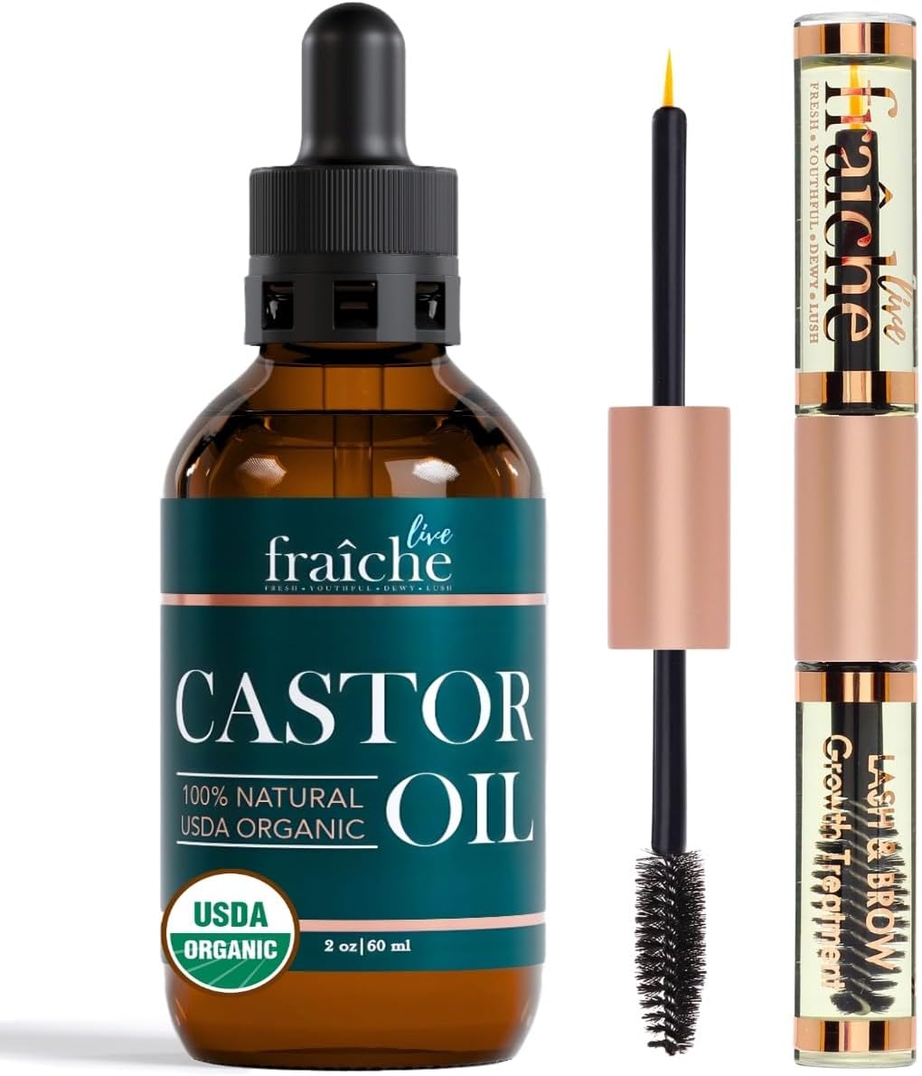 Organic Castor Oil Eyelash Growth Serum, Eyebrow Lash Serum for Hair Growth