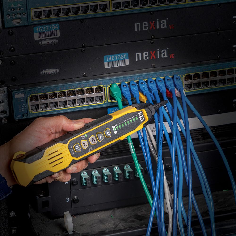 Klein Tools VDV500-223 Drutowa sonda cyfrowa z oświetleniem roboczym LED do Ethernetu, Internetu, telefonu, głośnika, koncentrycznego, wideo i transmisji danych RJ45, RJ11, RJ12