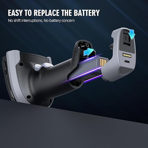 Miniatura 5 de TEEMI Escáner de código de barras industrial Bluetooth 2D con sensor de megapíxeles de alta resolución, lector de mano, diseño industrial