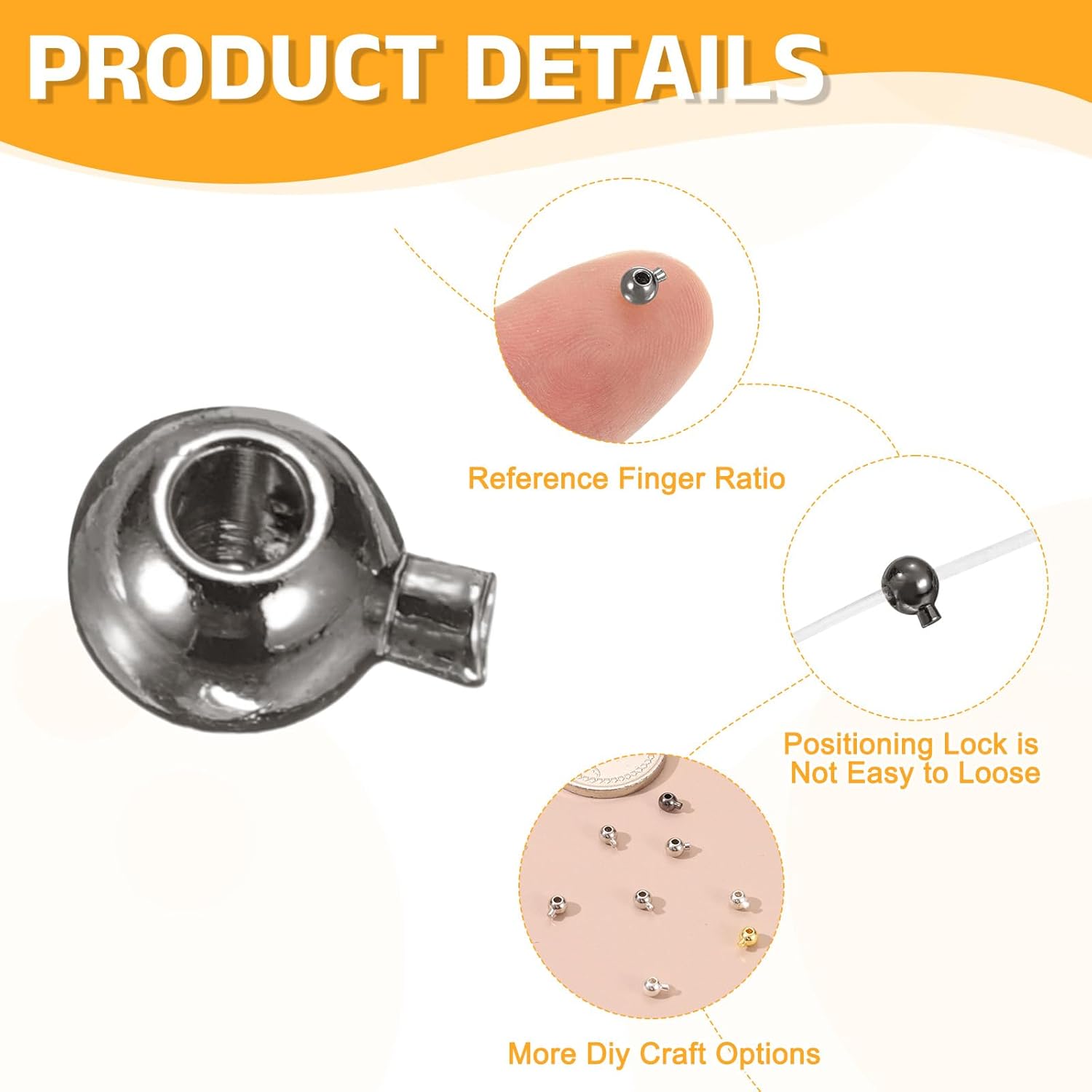 uxcell 20 Pcs Crimp Beads for Jewelry Making, 3.5mm Spacer Bead Covers, Cord End Crimp Stopper Beads for Bracelet Necklace Ends Accessories, Black - Image 3