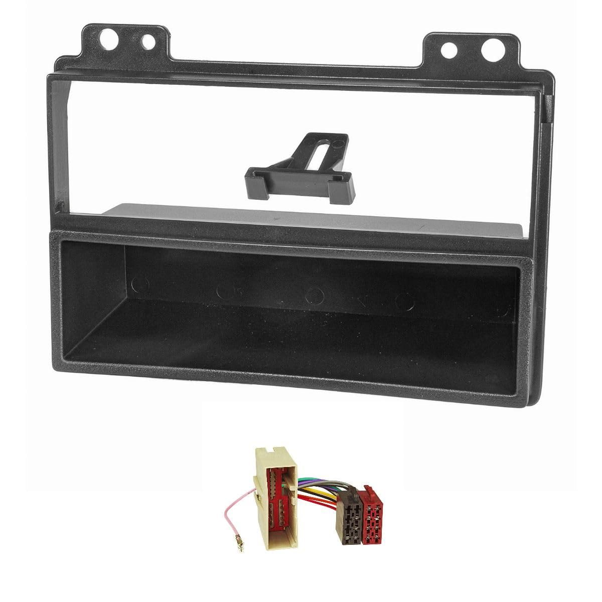 tomzz Audio 2415-018 Set di copertura radio compatibile con Ford Fiesta JH1/JD3 Ford Fusion JU2 prima del facelift nero con adattatore radio ISO