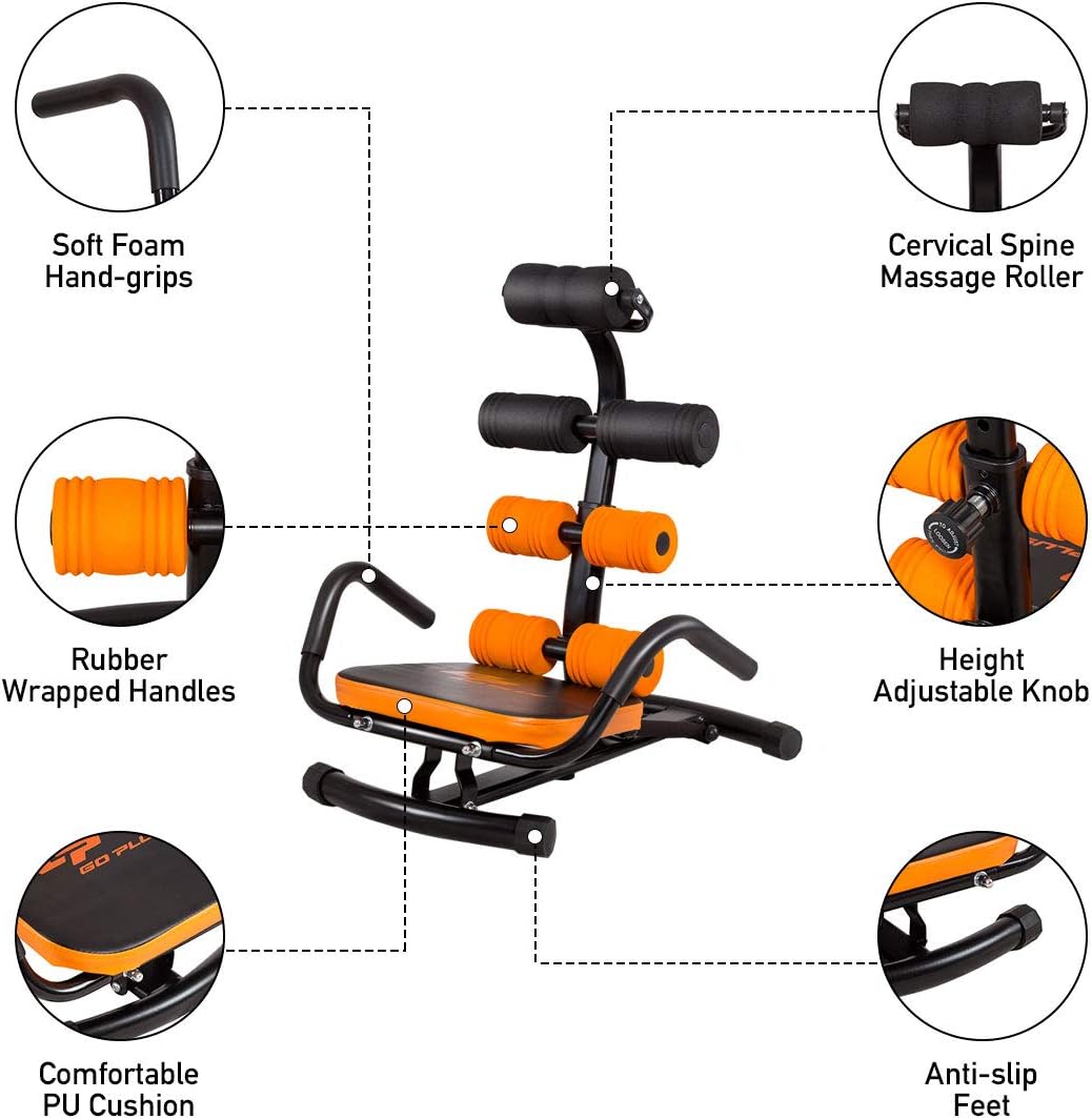 GYMAX Abdominal Twister Trainer, Incline Ab Rocket Exerciser Height Adjustable, for Crunch Sit-up Exercise Abdominal Workout
