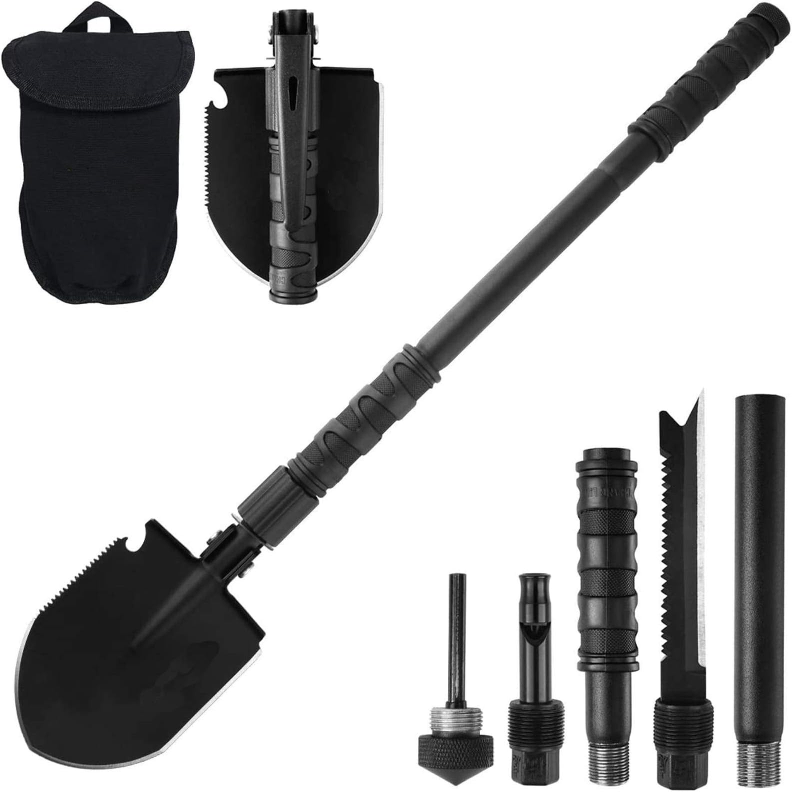 Military Folding Shovel, Shovel Survival Spade Entrenching Tool with Carrying Pouch Metal Handle for Camping, Hiking, Trekking, Gardening, Fishing, Backpacking