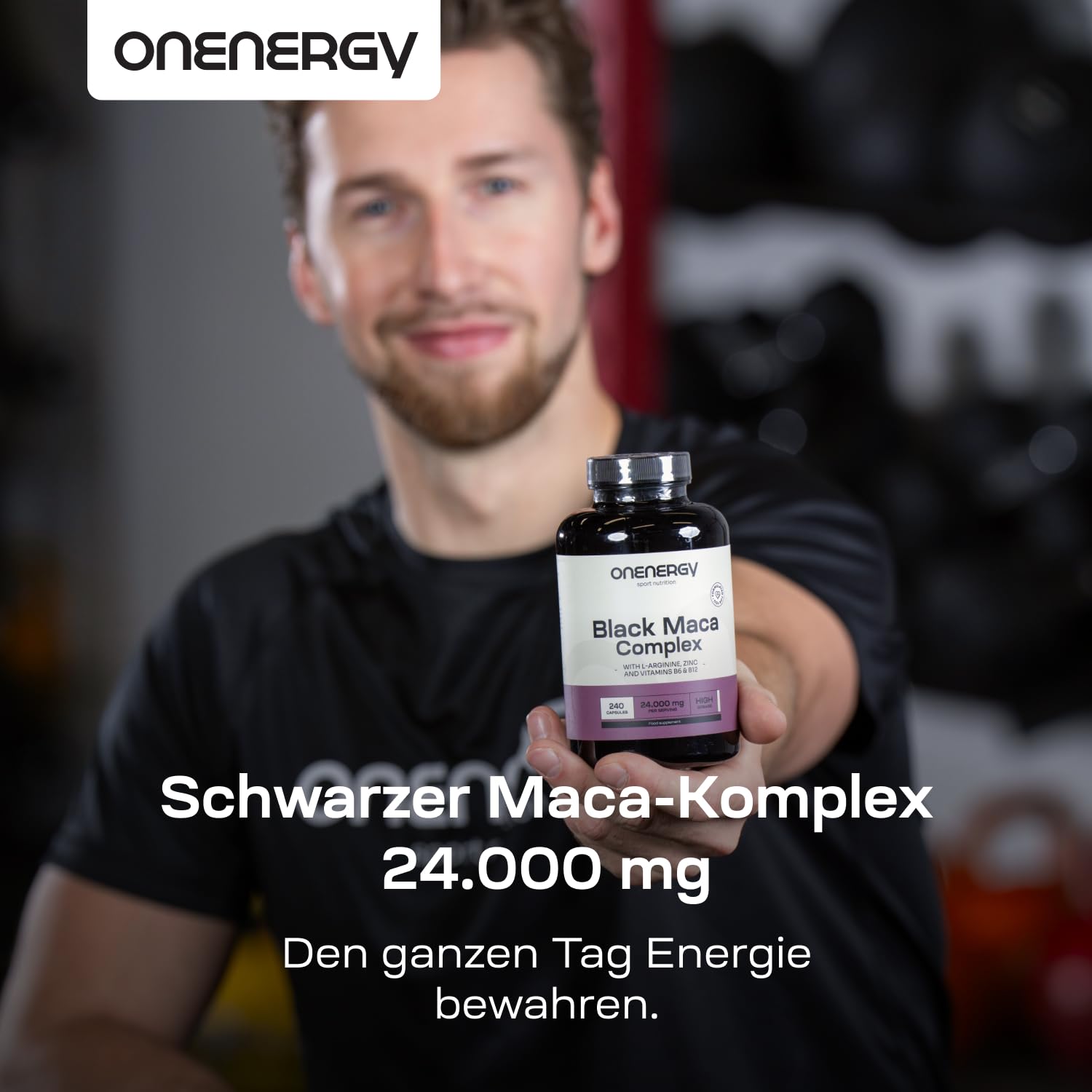 Schwarzes Maca Komplex 24.000 mg – 20:1 Extrakt – 240 Kapseln – Mit L-Arginin, Zink, Vitamin B6 und B12 – XXL Vorrat – Für Männer und Frauen