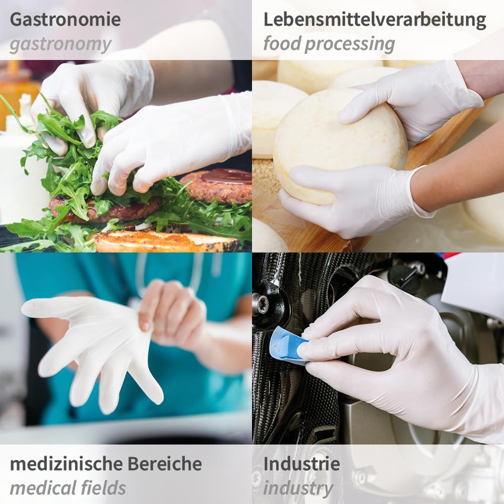 FRANZ MENSCH 1000 Stück Hygonorm Nitrilhandschuhe Safe Long Light | puderfrei, weiß, 10/XL, L: 30cm, Karton, Einmalhandschuhe, Nitrilhandschuhe, Gummihandschuhe, Einweghandschuhe
