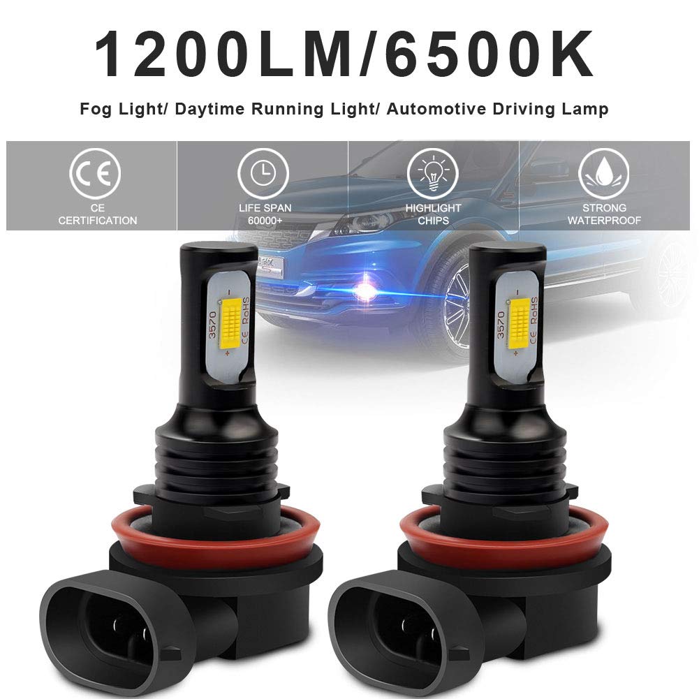 H11 H8 H9 Lampadine Fendinebbia a LED ad Alta Potenza 75W Chip Integrati 3570 CSP 3000K Giallo Dorato e 2400lm per Fari Fendinebbia Luci di Marcia Diurna (Confezione da 2)