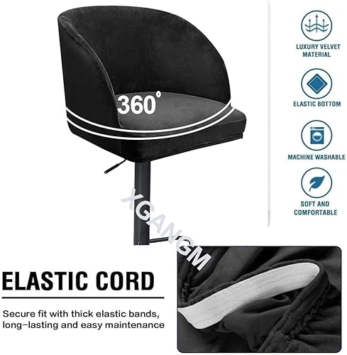 Miniatura 6 de XGANGM Fundas para silla de bar de terciopelo elástico con respaldo redondo de 15 pulgadas de alto, brazos curvados y acento giratorio para cocina,