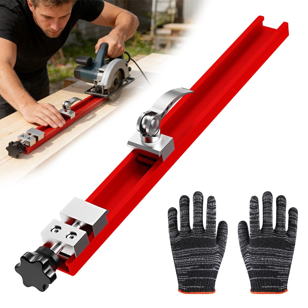 Wxeadu Circular Saw Guide Rail, Adjustable Cutting Machine Base Guide, Aluminum Track Saw Guide Rail, Electric Circular Saw Guide Rail with Precision Clamp for Precision Woodworking Cuts