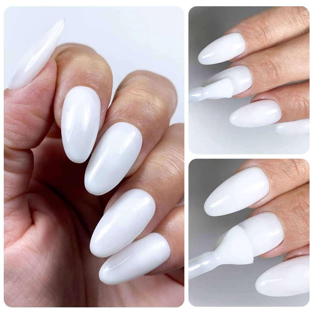 Kit Semipermanente Unghie Professionale, Kit Ricostruzione Unghie Gel Completo, Lampada Uv Led 48w, Smalto Unghie Primer, Base & Top Coat Semipermanente (Lattiginoso)
