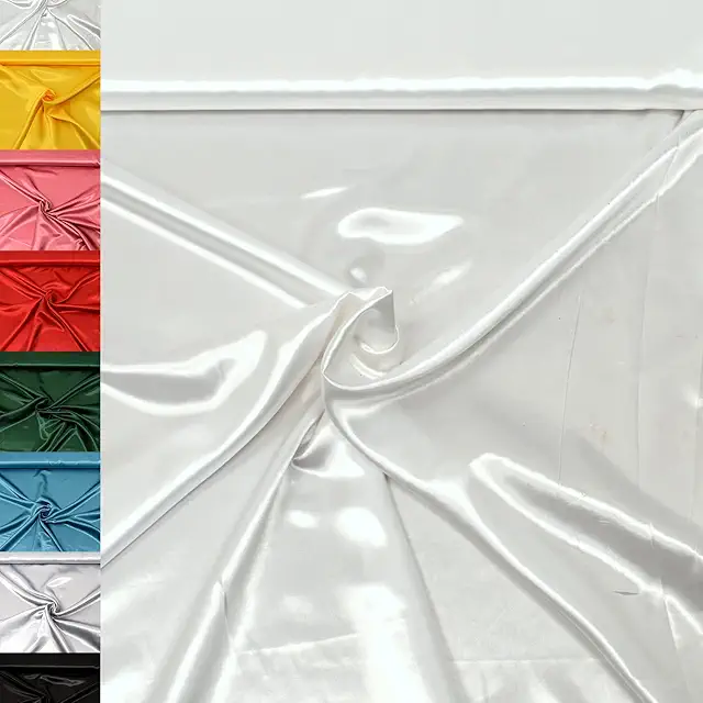 Hvid Satin Nederdel - Estelle Satin Stoff i Meterware, 100% Polyester