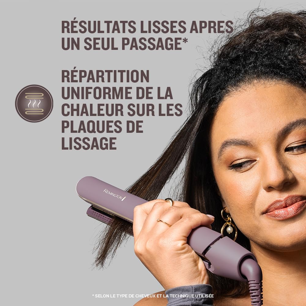 Remington AIRvive Lisseur Cheveux [Technologie Ionic Air : résultats de coiffage longue durée] Revêtement ultra-céramique avec micro-actifs (plaques étroites, écran LCD, 150-230°C) Fer à lisser S8930