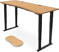 Vista 23 de Uplift - Escritorio eléctrico de pie con curva de bambú (60 x 30 pulgadas) V2 (negro) Escritorio de pie ajustable de 4 patas, teclado avanzado