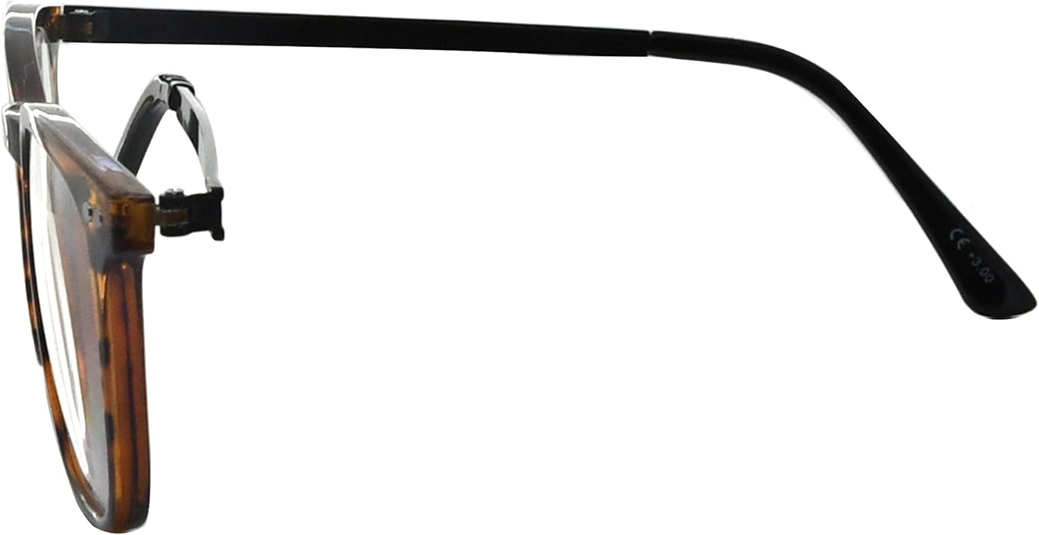 Eyekepper Readers Retro Square Plastic Frame Metal Arms Reading Glasses Amber/Black Arm +2.5, +2.50 - Image 4