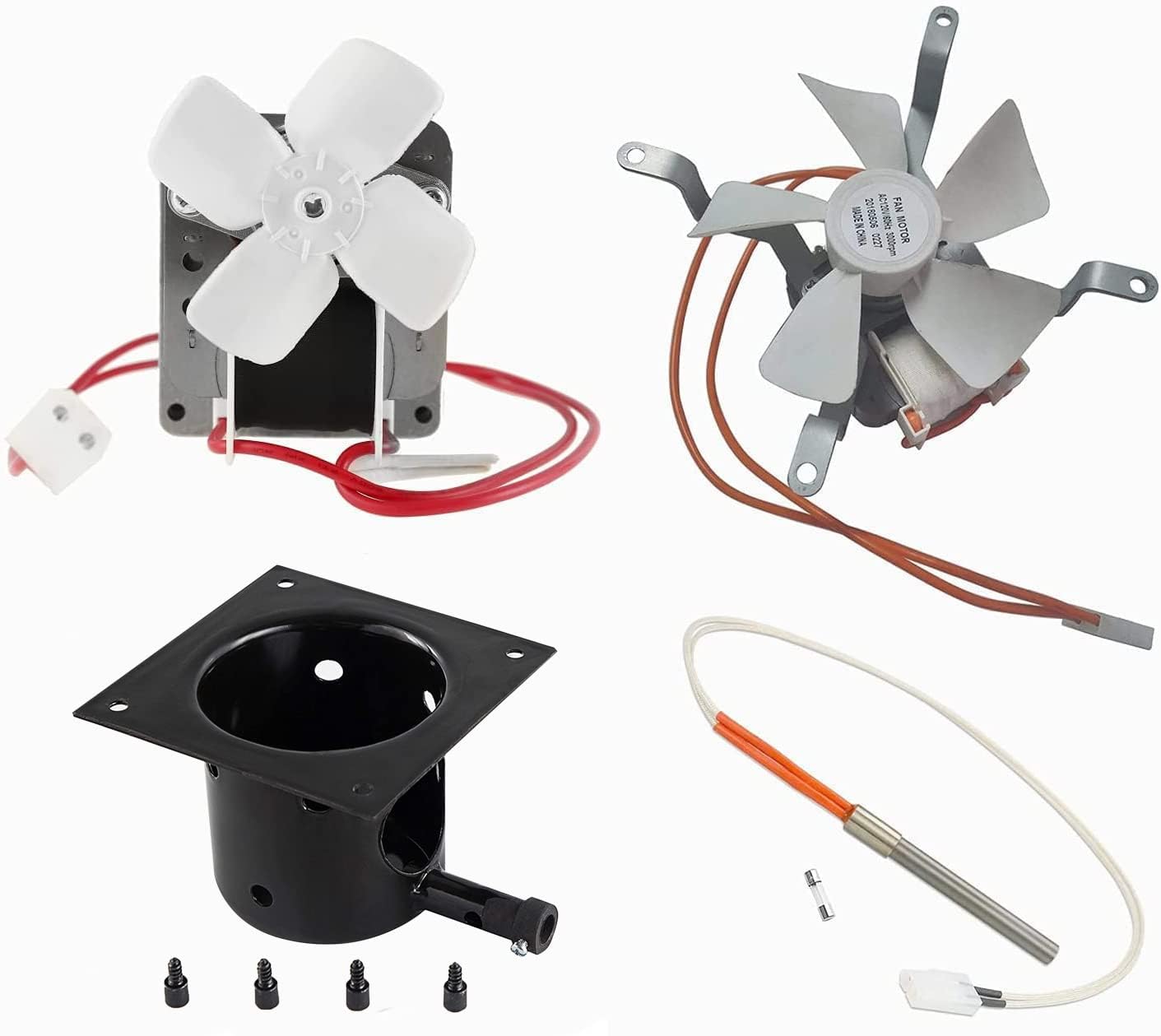 Auger Motor, Grill Induction Fan, Fire Burn Pot and Hot Rod Ignitor Kit Replacement for Pit Boss and Traeger Wood Pellet Grill with Screws and Fuse