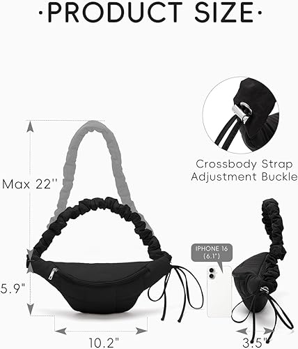 Miniatura 2 de WESTBRONCO Riñoneras para mujer y hombre, bolsa de cinturón con bolsillos con cremallera, riñoneras de moda, bolsas de cintura ligeras de 1L con
