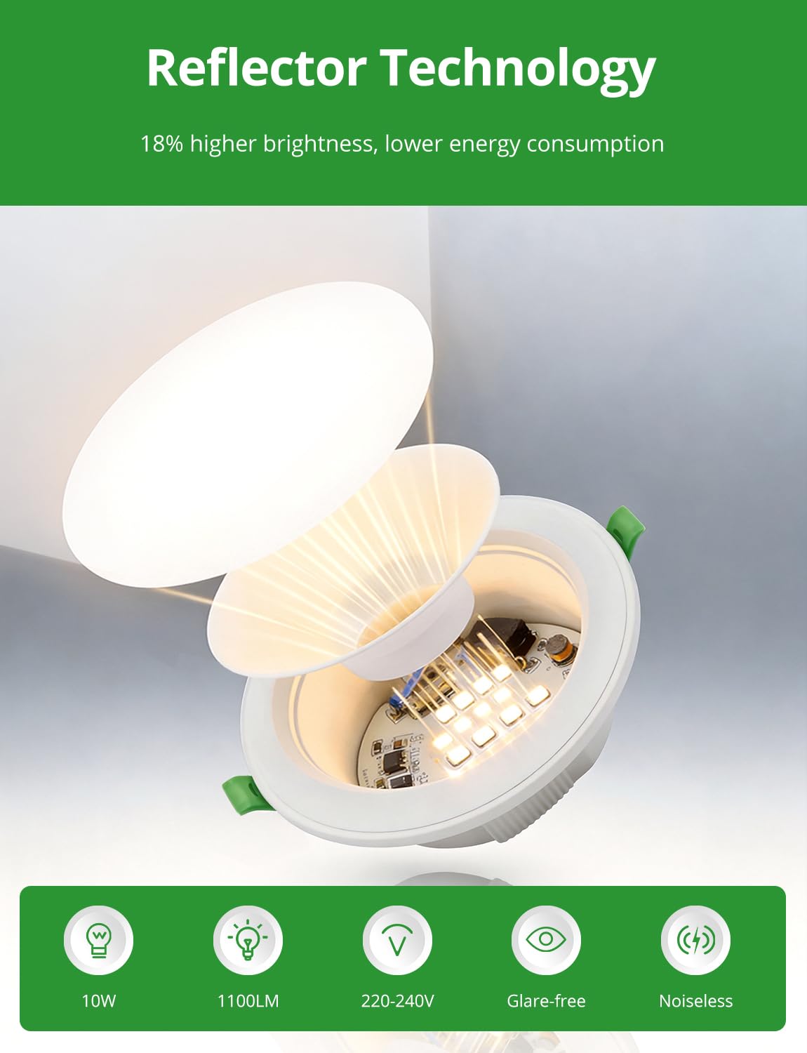 HOMEOW Zestaw 20 wpuszczanych reflektorów LED 10 W, otwór 115 mm - 130 mm