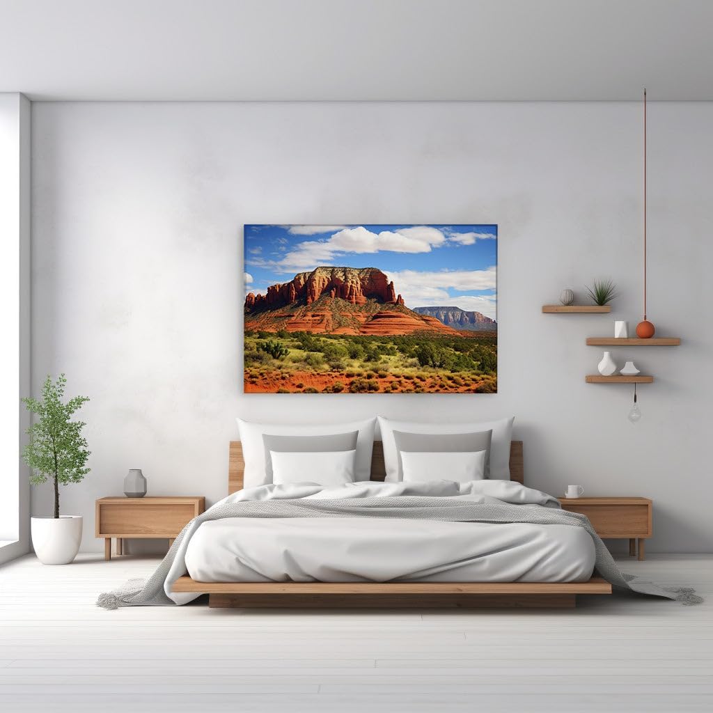 Canvas for Living room. Desert Majesty: Where Red Rocks Meet the Brilliant Blue Sky, 27 x 18 inch Canvas Wall Art - Ready to Hang - 69x46 cm (27x18 inch)
