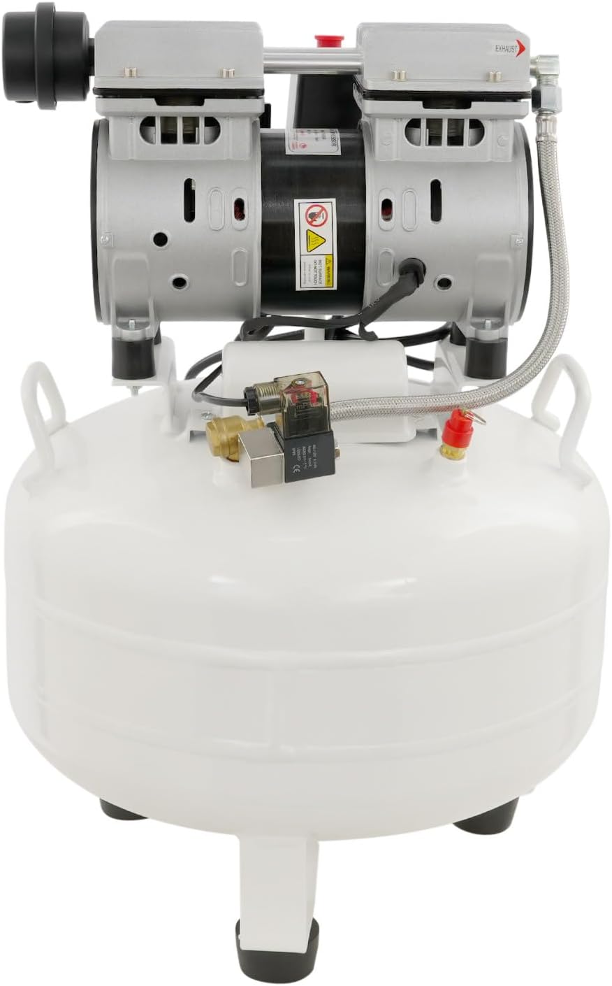 Portable Dental Air Compressor 30l/7.93gal 0.75HP 550W Silent Air Compressor With Muffler, 8Bar/115PSI Oil Free Silent Air Pump (30L)