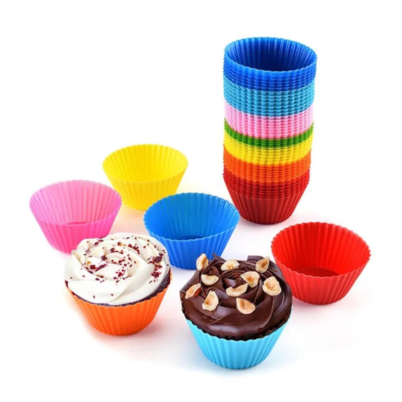 Stampi per muffin in silicone, riutilizzabili, 24 pezzi