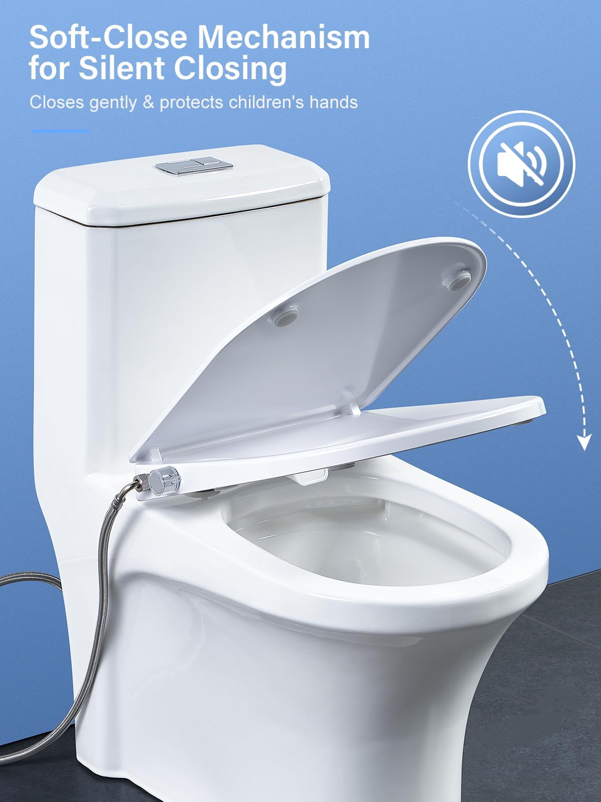 YEAUPE PRO Tavoletta WC Forma D in Urea Non Elettrico con Bidet, Soft Close | Sedile WC con acqua regolabile, sgancio rapido, facile pulizia e installazione semplice, adatto per WC domestici forma D
