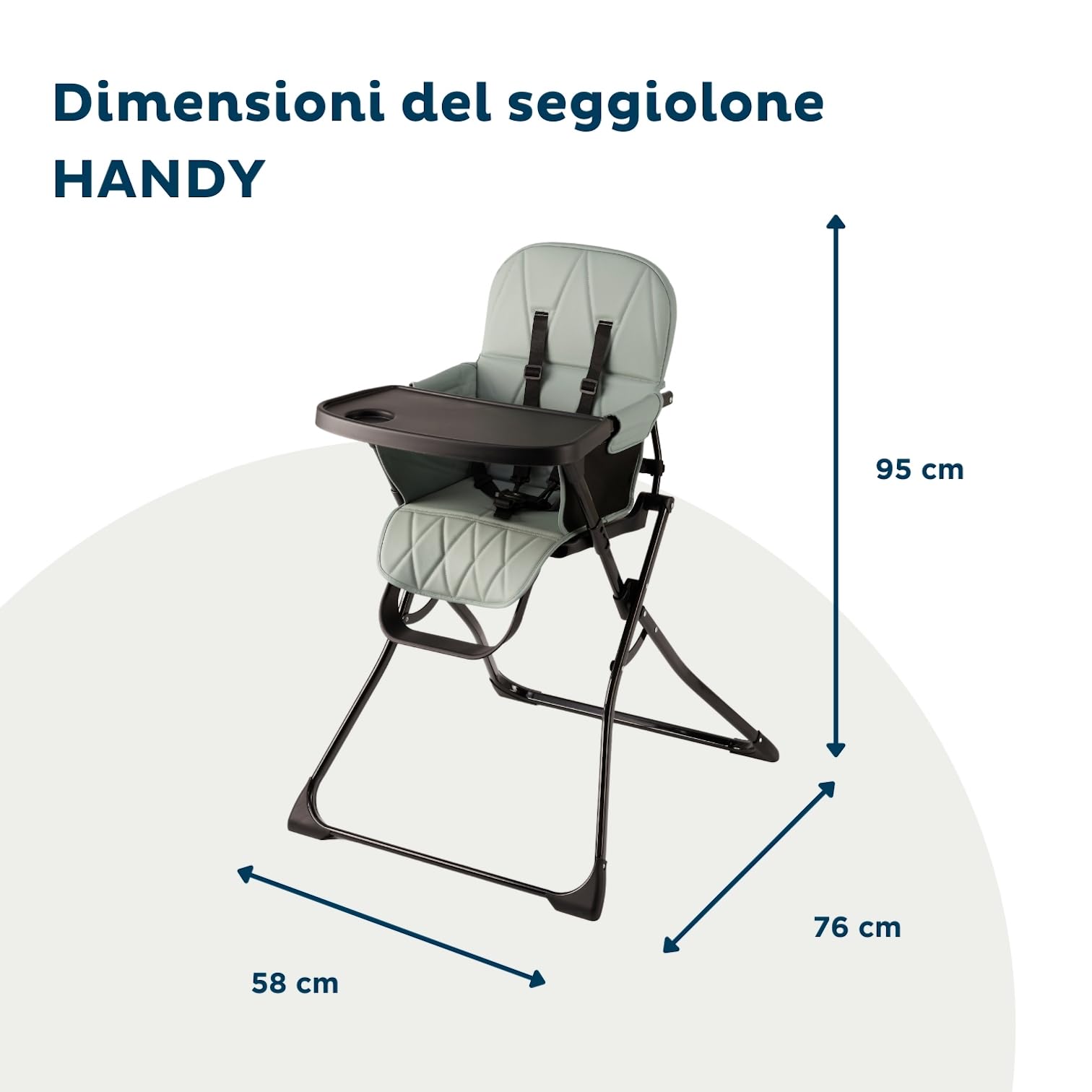 THERMOBABY - HANDY | Seggiolone pieghevole e portatile per bebè | Da 6 mesi a 3 anni | Fino a 15 kg | Cuscino lavabile | Vassoio amovibile e cintura di sicurezza | Leggero e compatto