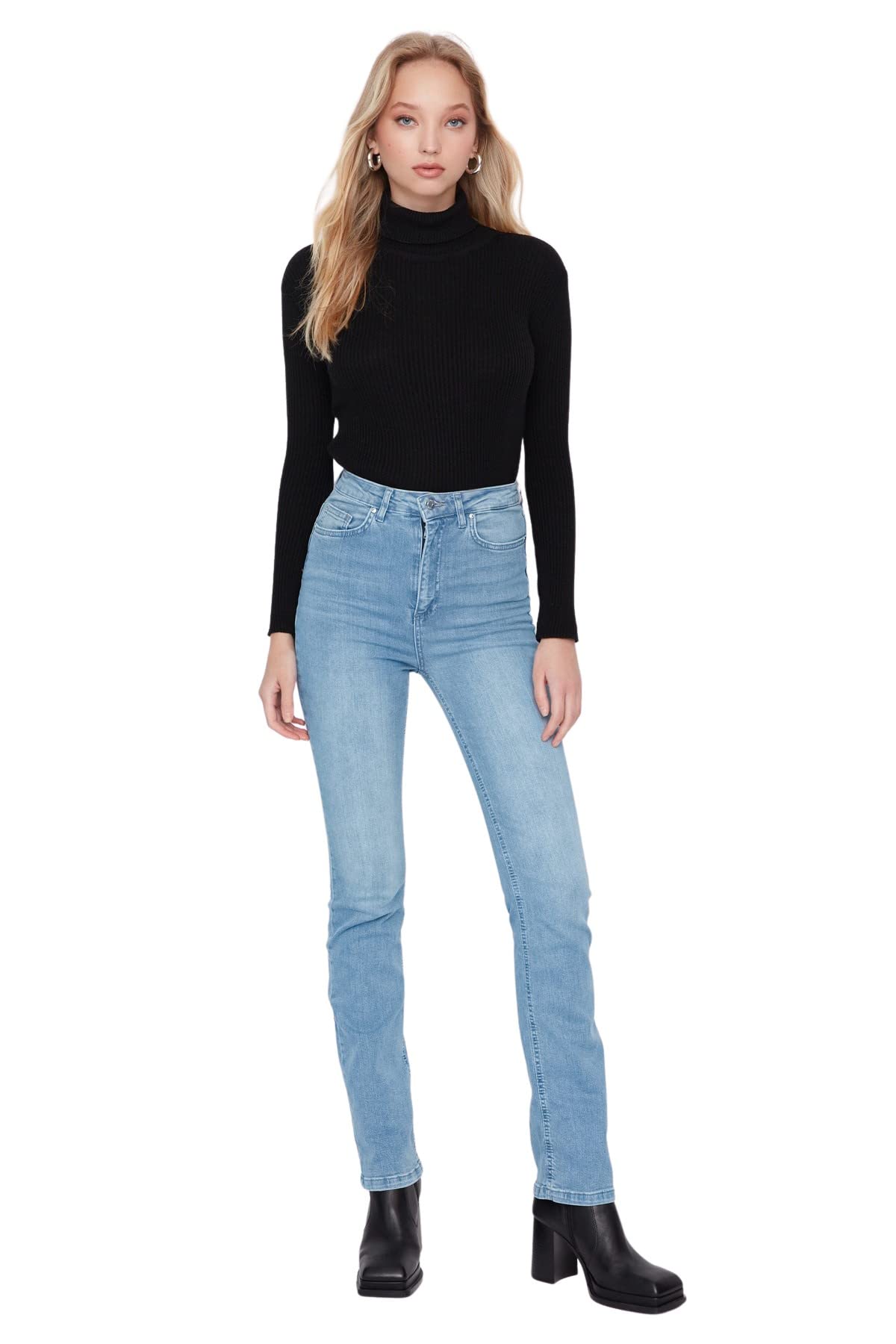 Trendyol Women High Waist Skinny fit Flare Jeans Light Blue