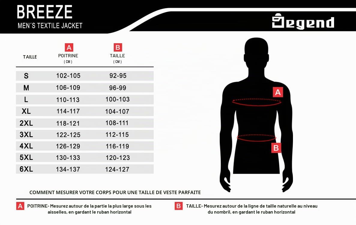 BREEZE | Veste de Moto d'Été pour Hommes | Veste Moto Imperméable avec Protection des épaules et des coudes - Veste Coupe Vent et Légère - Homologué CE - Accessoires de Moto