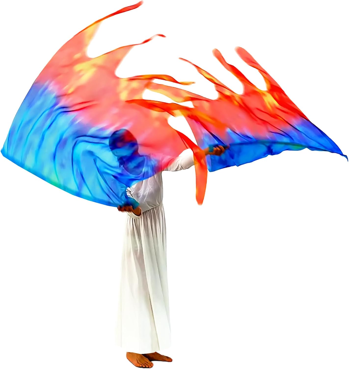 Wuchieal Set of 1 pair 55 Inch Worship Flags with Flex rods, Praise Church Angle wings Flag, Colorful Praise Dance Flags for Worship Dance Ministry JSLH#